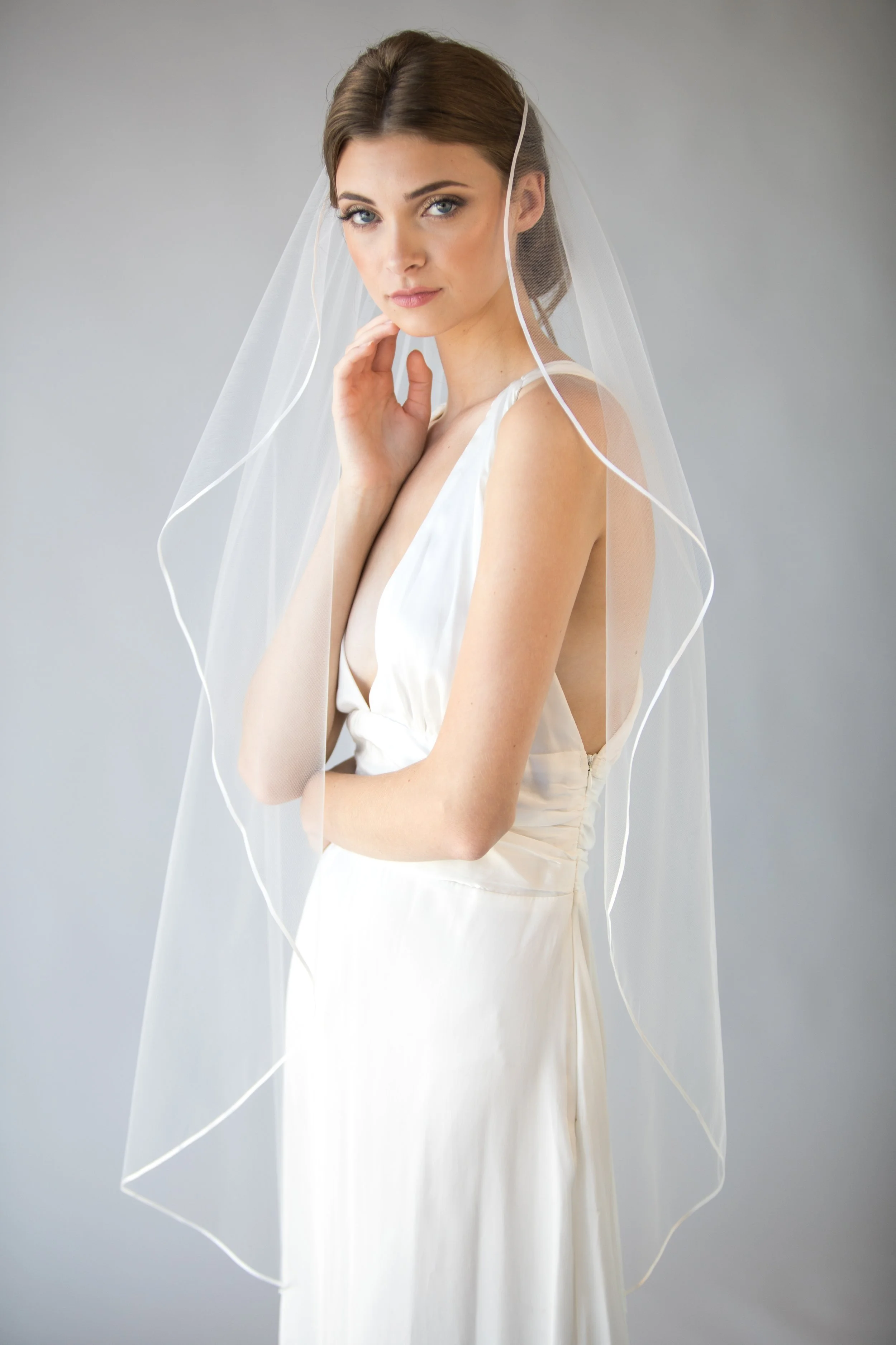 Blaise wavy bridal fingertip length veil. — Justine M Couture
